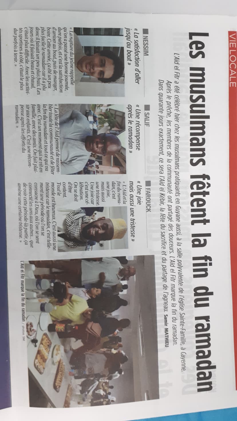Aid al fitr journal France Guyane