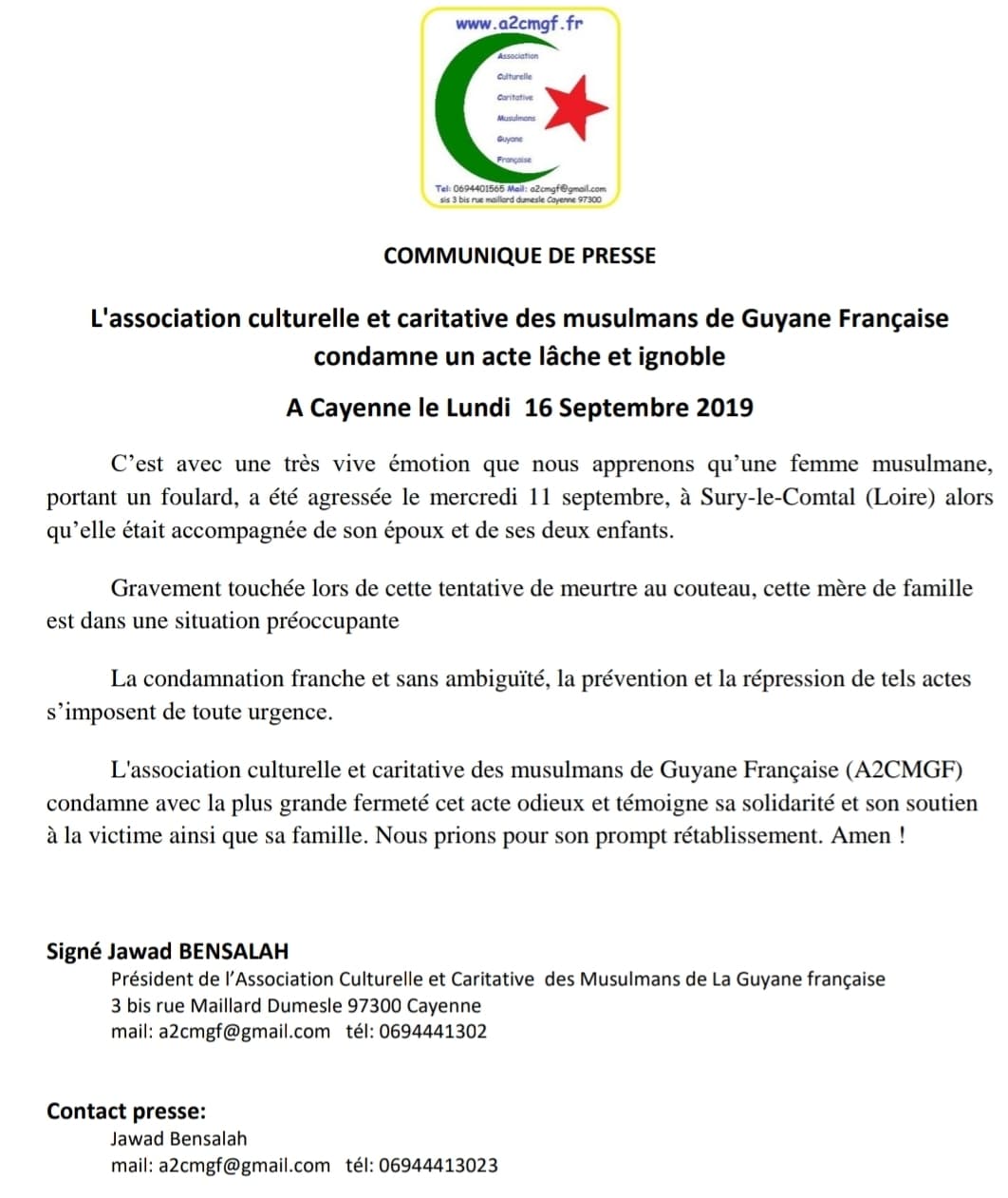 Communiqué de presse