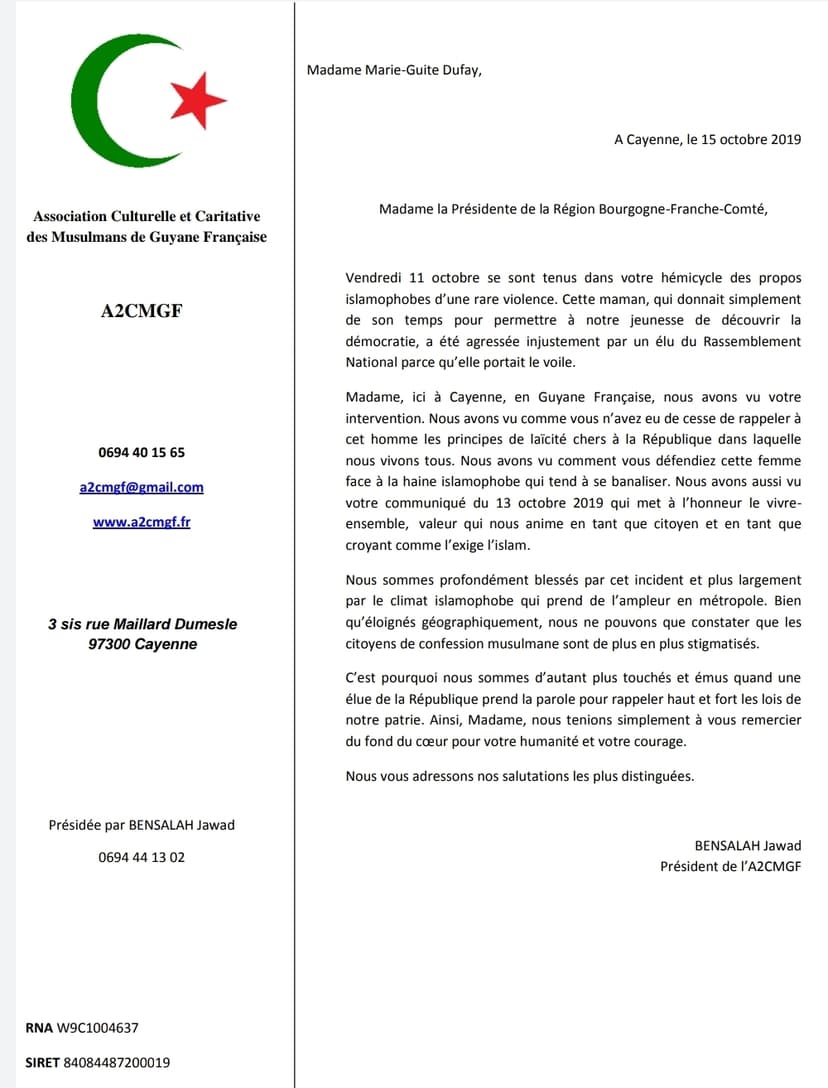 Lettre de remerciement