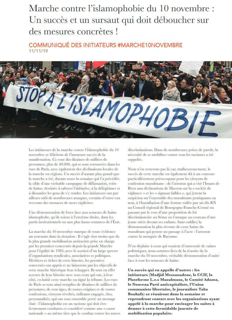 #marchecontrelislamophobie