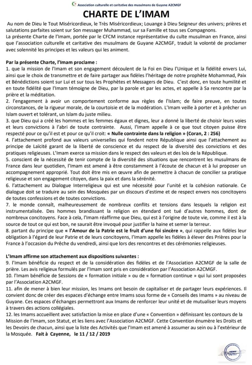 Charte de l’IMAM