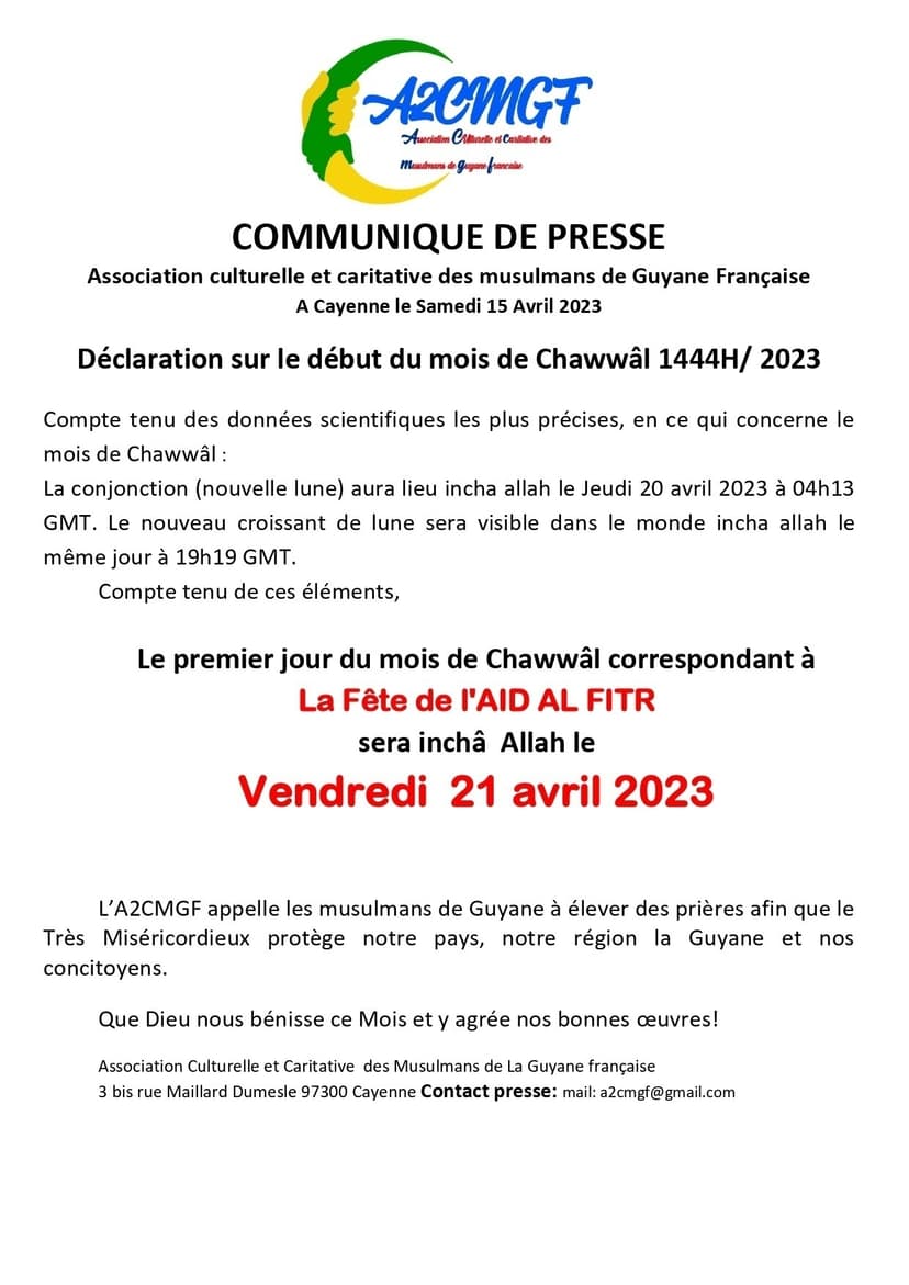AID AL FITR Vendredi 21 avril