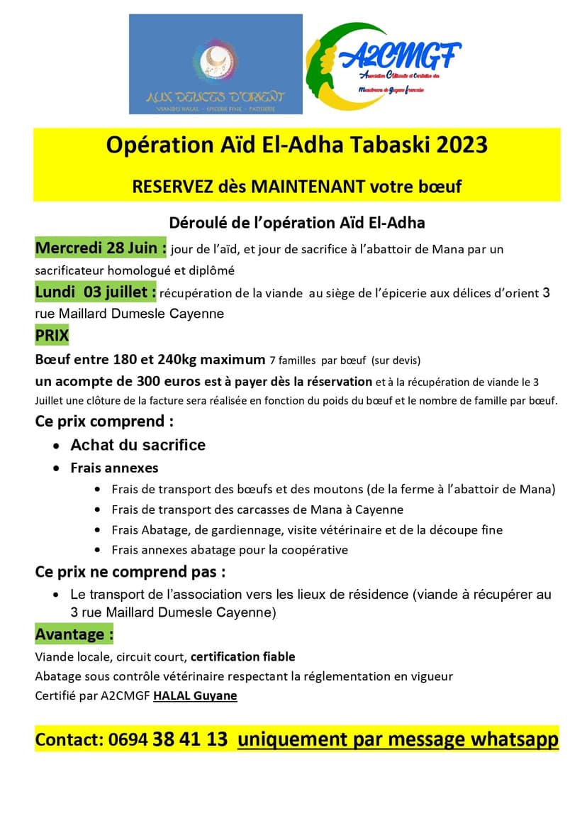 Opération Aïd El-Adha Tabaski 2023 RÉSERVEZ dès MAINTENANT votre bœuf