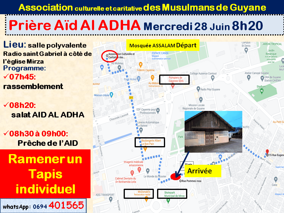 Prière Aïd Al ADHA Mercredi 28 Juin 8h20