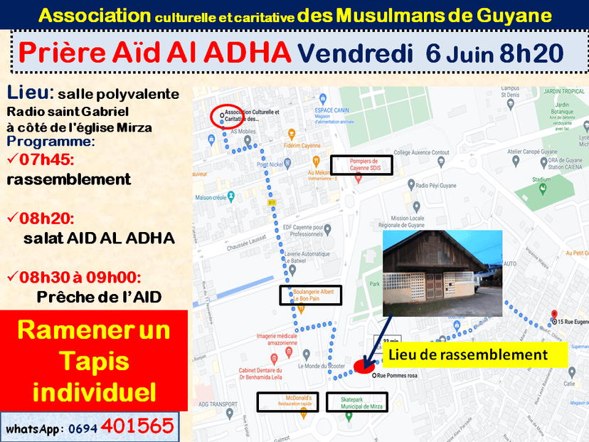 Prière Aïd Al ADHA Vendredi 6 Juin 8h20
