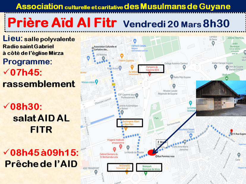 Prière Aïd Al Fitr Vendredi 20 Mars 8h30
