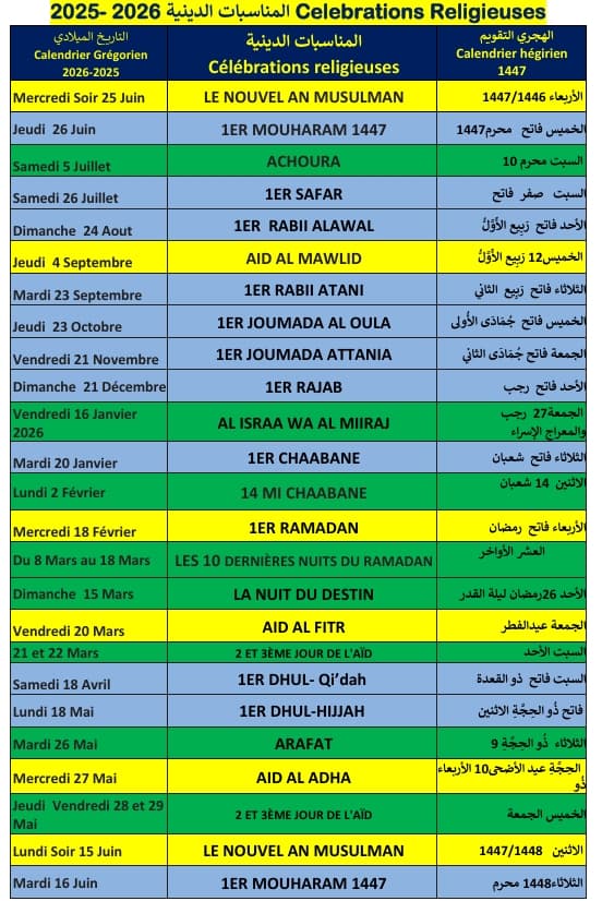 Calendrier Musulman